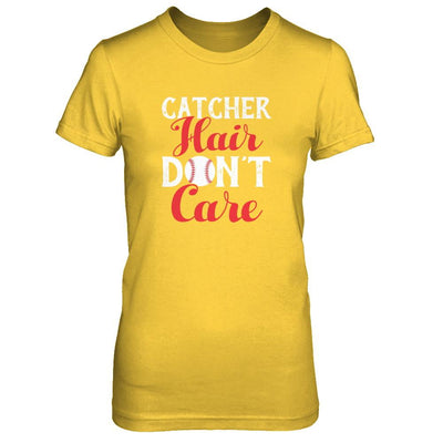 Catcher Hair Don't Care Baseball-T-Shirt & Tank Top-Women's T-Shirt-Daisy