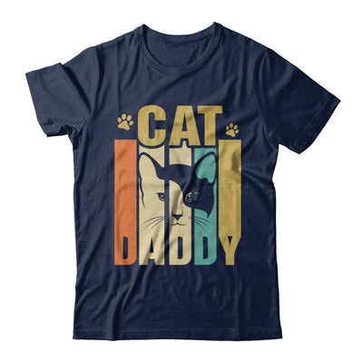 Retro Vintage Daddy Cat Father's Day Gift-T-Shirt & Hoodie-Classic T-Shirt-Navy