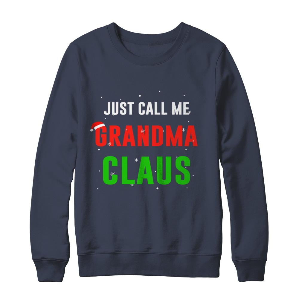 Santa Grandma Claus Matching Family Christmas Pajamas-T-Shirt & Sweatshirt-Crewneck Sweatshirt-Navy