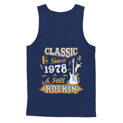 Vintage Classic Since 1978 With Rockin 43th Birthday-T-Shirt & Hoodie-Unisex Tank-Navy