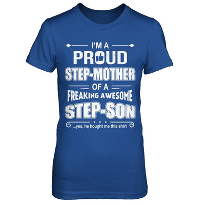 I'm A Proud Step-Mom Of Awesome Step-Son Mothers Day-T-Shirt & Hoodie-Women's T-Shirt-Royal