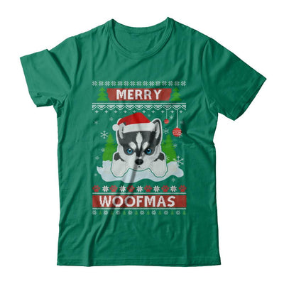 Siberian Husky Merry Woofmas Ugly Christmas Sweater-T-Shirt & Sweatshirt-Classic T-Shirt-Kelly Green
