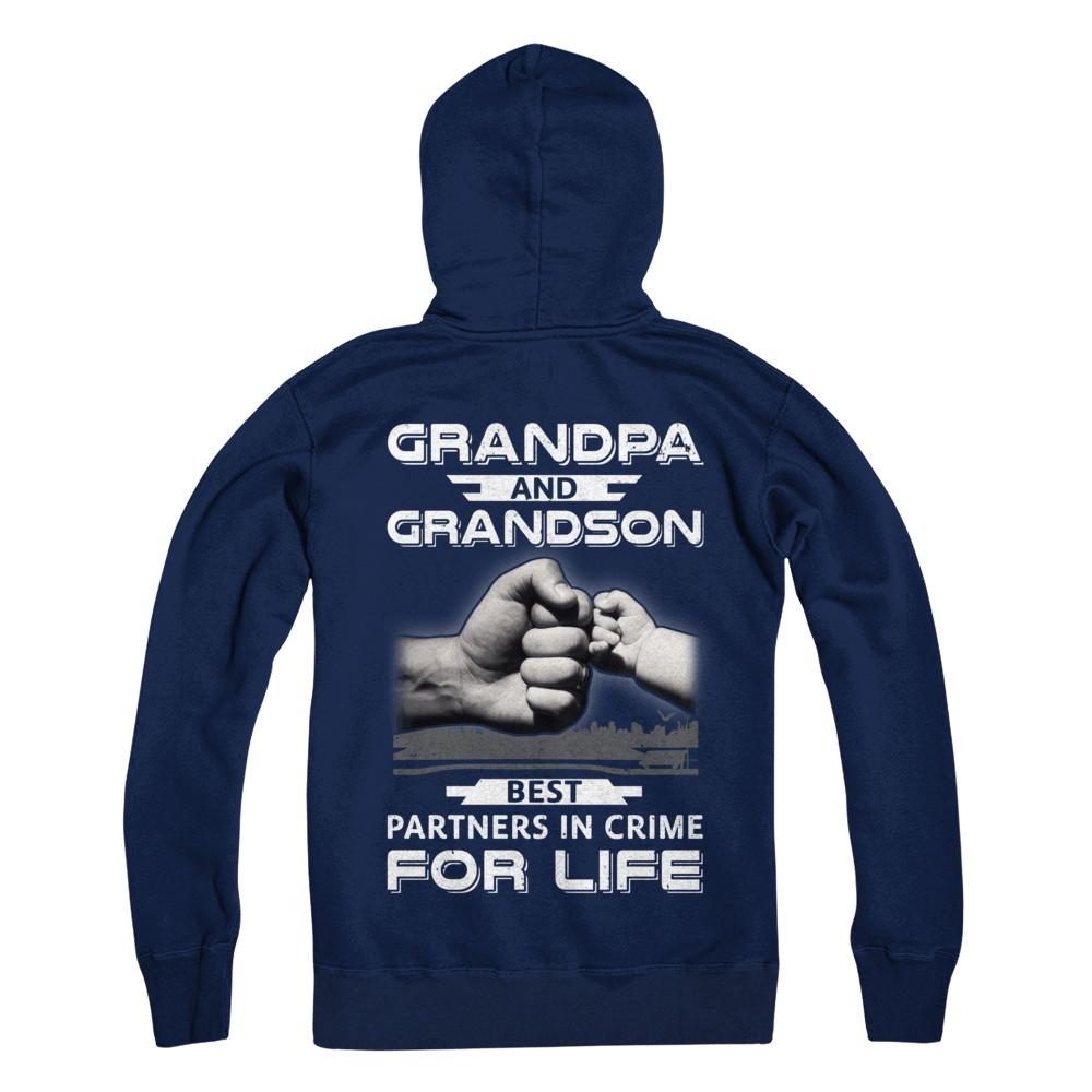 Grandpa And Grandson Best Partners In Crime For Life-T-Shirt & Hoodie-Pullover Hoodie-Navy