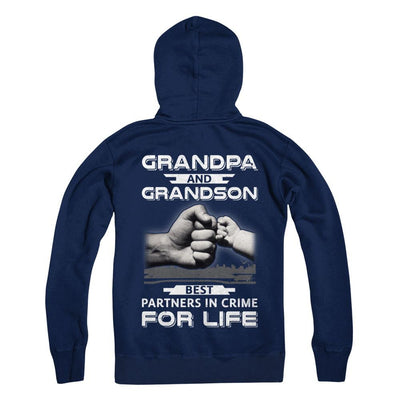 Grandpa And Grandson Best Partners In Crime For Life-T-Shirt & Hoodie-Pullover Hoodie-Navy