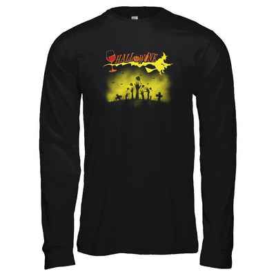 Happy Hallowine Funny Halloween Wine Drinkers 2017-T-Shirt & Tank Top-Long Sleeve T-Shirt-Black