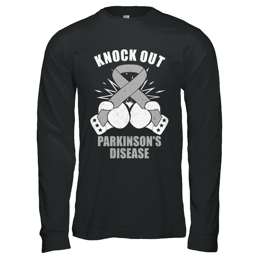 Boxing knock out Parkinson's Disease Awareness Support-T-Shirt & Hoodie-Long Sleeve T-Shirt-Black