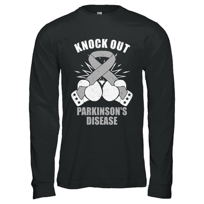 Boxing knock out Parkinson's Disease Awareness Support-T-Shirt & Hoodie-Long Sleeve T-Shirt-Black