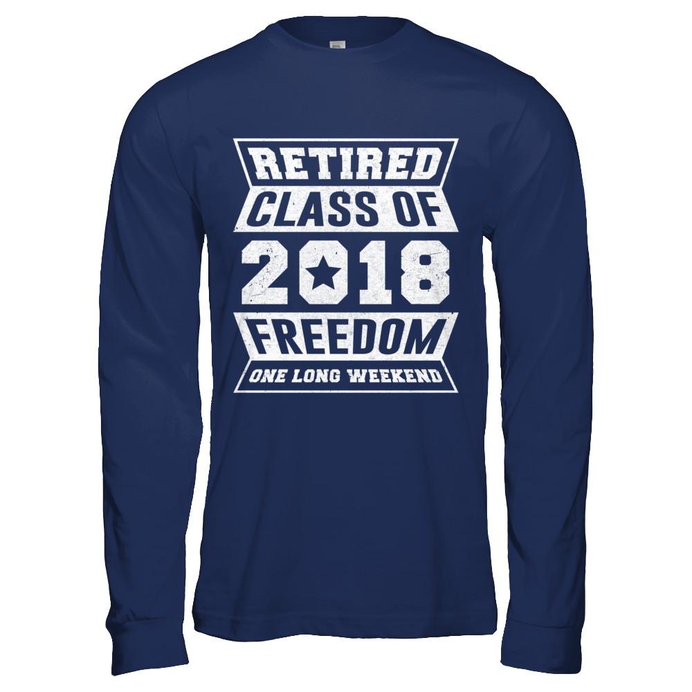 Retired 2018 Funny Retirement-T-Shirt & Hoodie-Long Sleeve T-Shirt-Navy