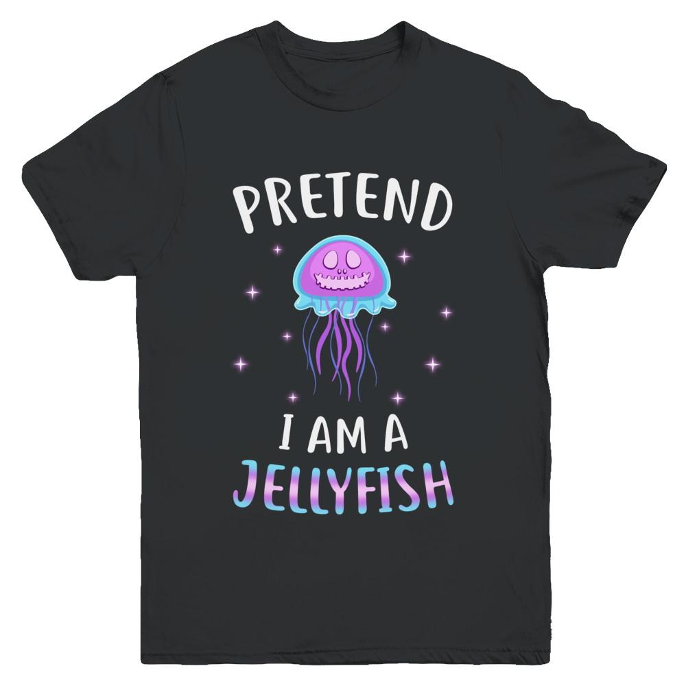 Pretend I'm A Jellyfish Costume Happy Halloween Party Youth-Youth Shirt-Youth T-Shirt-Black