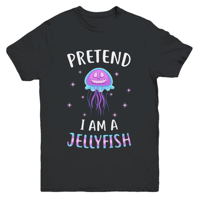 Pretend I'm A Jellyfish Costume Happy Halloween Party Youth-Youth Shirt-Youth T-Shirt-Black