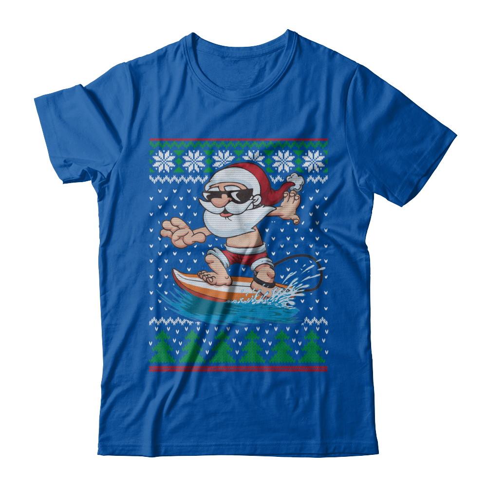 Santa Surfing Hawaiian Summer Christmas Ugly Sweater-T-Shirt & Sweatshirt-Premium T-Shirt-Royal