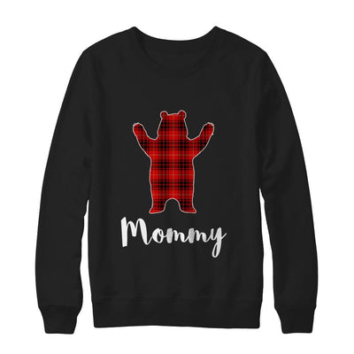 Red Mommy Bear Buffalo Plaid Family Christmas Pajamas-T-Shirt & Sweatshirt-Crewneck Sweatshirt-Black