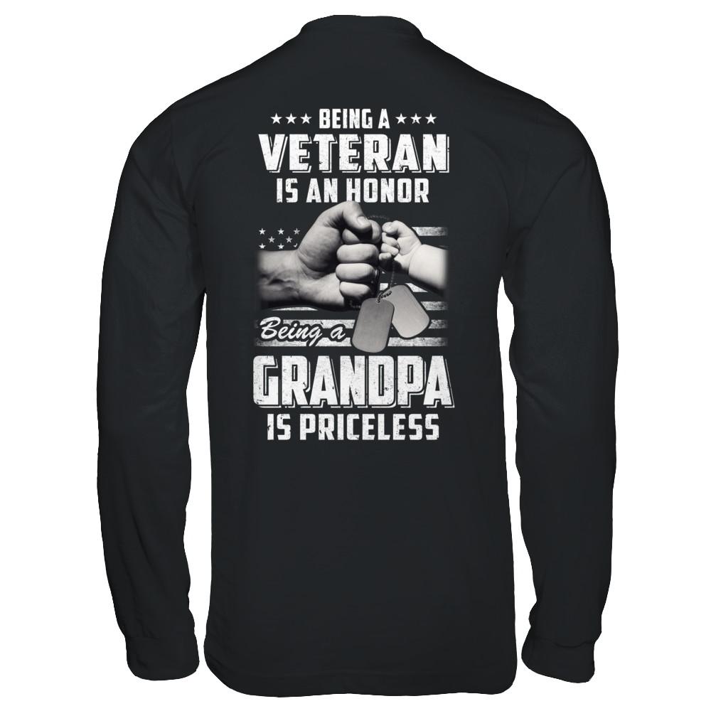 Being A Veteran Is An Honor Being A Grandpa Is Priceless-T-Shirt & Hoodie-Long Sleeve T-Shirt-Black