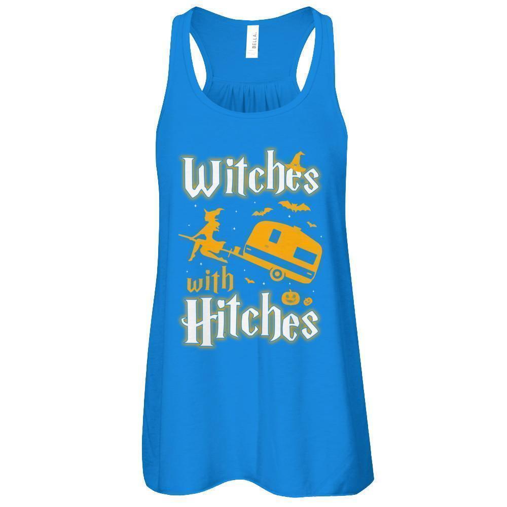 Witches With Hitches Camping Funny Halloween-T-Shirt & Tank Top-Women's Flowy Racerback Tank-True Royal