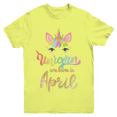 Cute Unicorns Are Born In April Birthday Gift Youth-Youth Shirt-Youth T-Shirt-Daisy