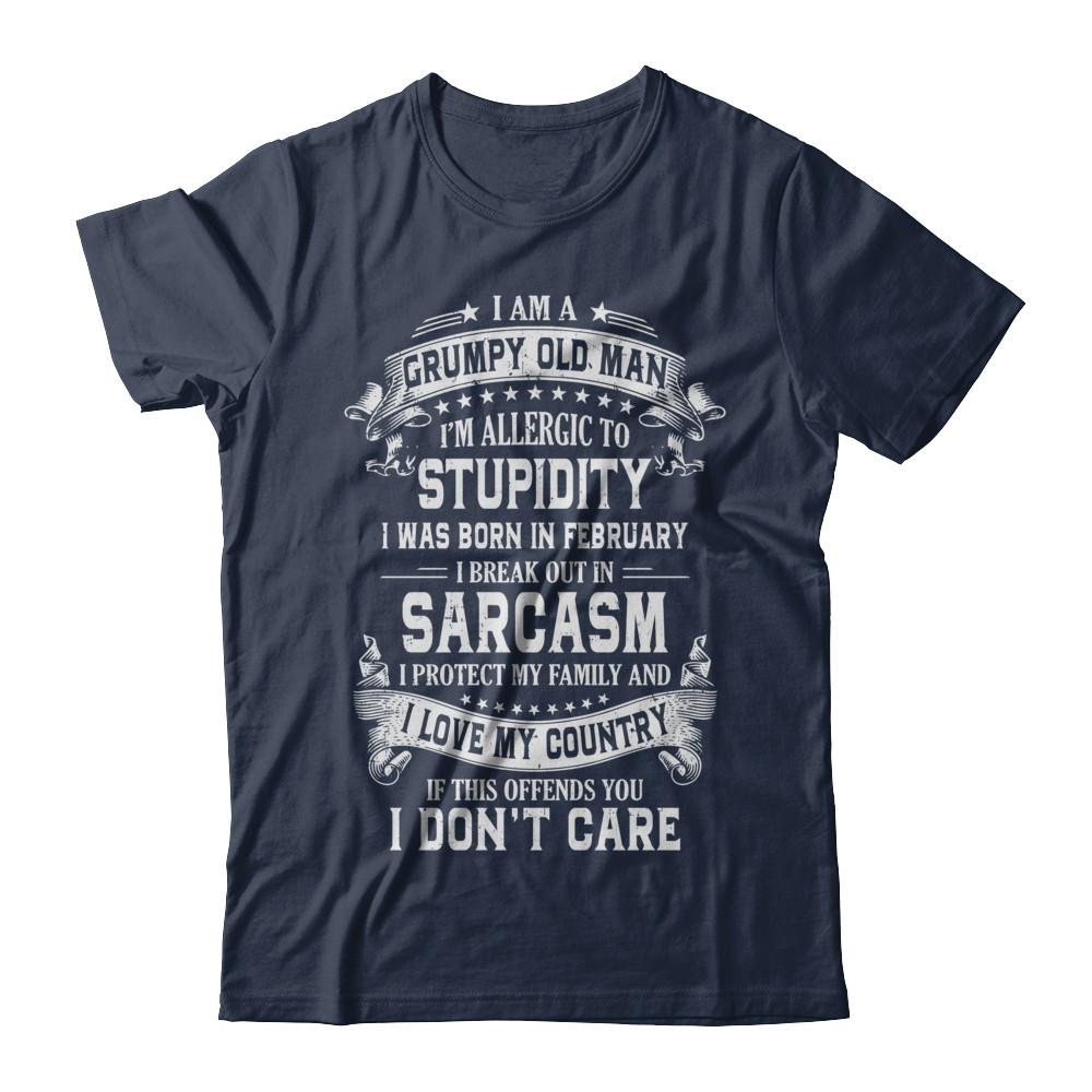 I Am A Grumpy Old Man I Was Born In February Birthday-T-Shirt & Hoodie-Classic T-Shirt-Navy