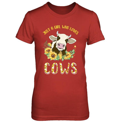 Just A Girl Who Loves Cows And Sunflowers-T-Shirt & Hoodie-Women's T-Shirt-Red