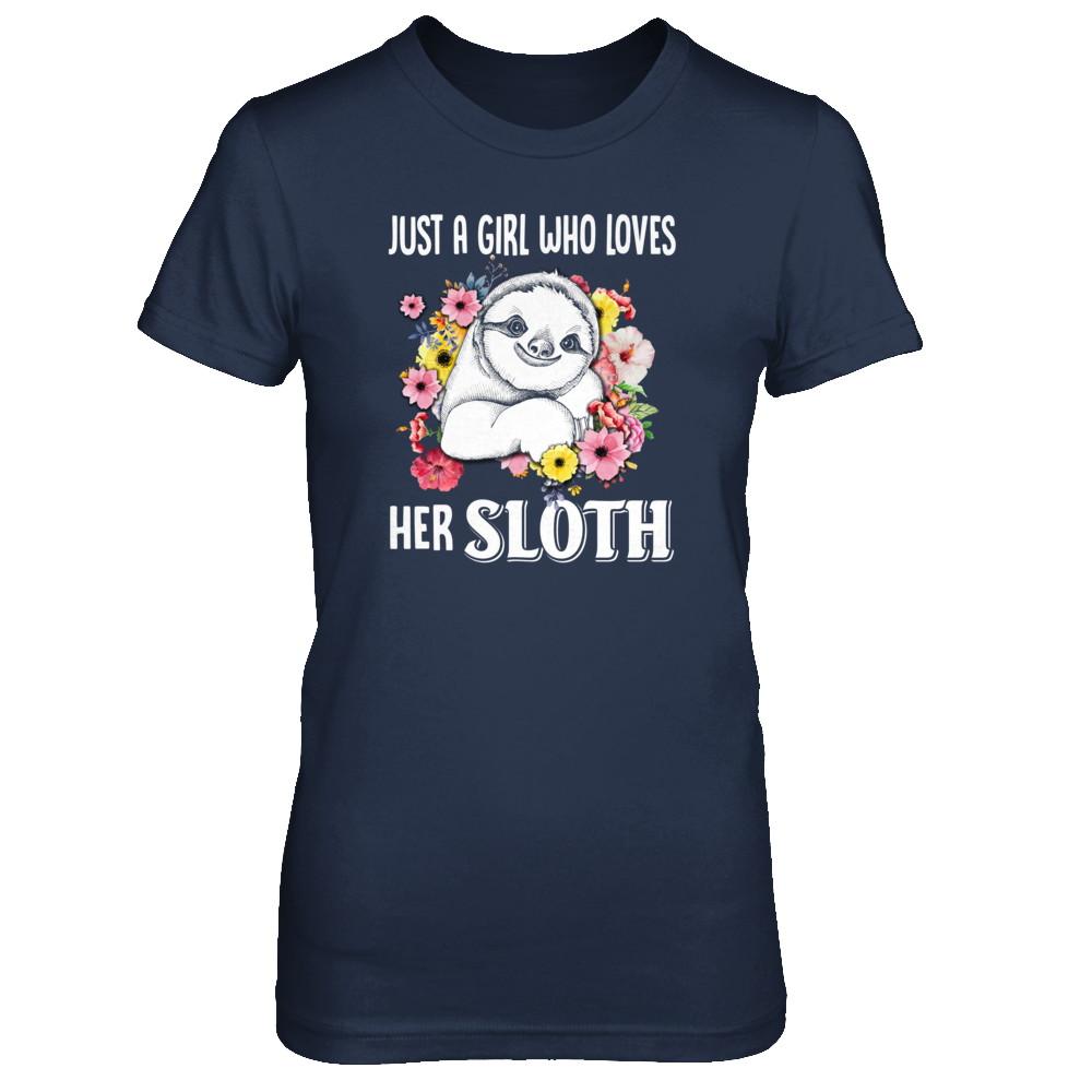 Just A Girl Who Loves Her Sloth-T-Shirt & Tank Top-Women's T-Shirt-Navy