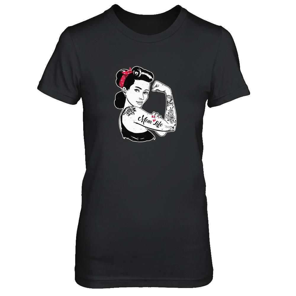 Mom Life Tattoos Tattooed Inked Woman-T-Shirt & Tank Top-Women's T-Shirt-Black