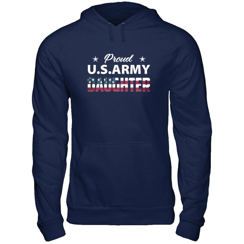 Proud Us Army Daughter-T-Shirt & Hoodie-Pullover Hoodie-Navy