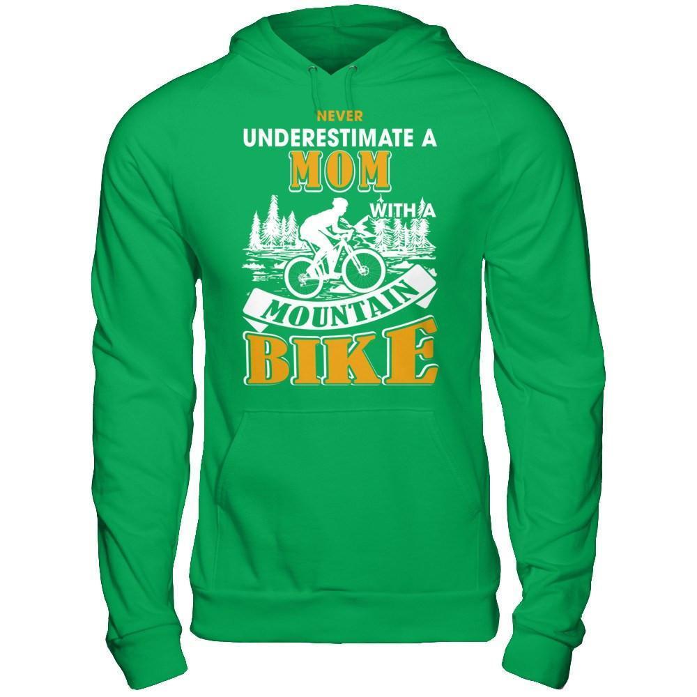 Never Underestimate A Mom With A Mountain Bike-T-Shirt & Hoodie-Pullover Hoodie-Irish Green