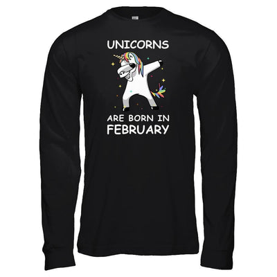 Unicorns Are Born In February Cute Dabbing-T-Shirt & Tank Top-Long Sleeve T-Shirt-Black