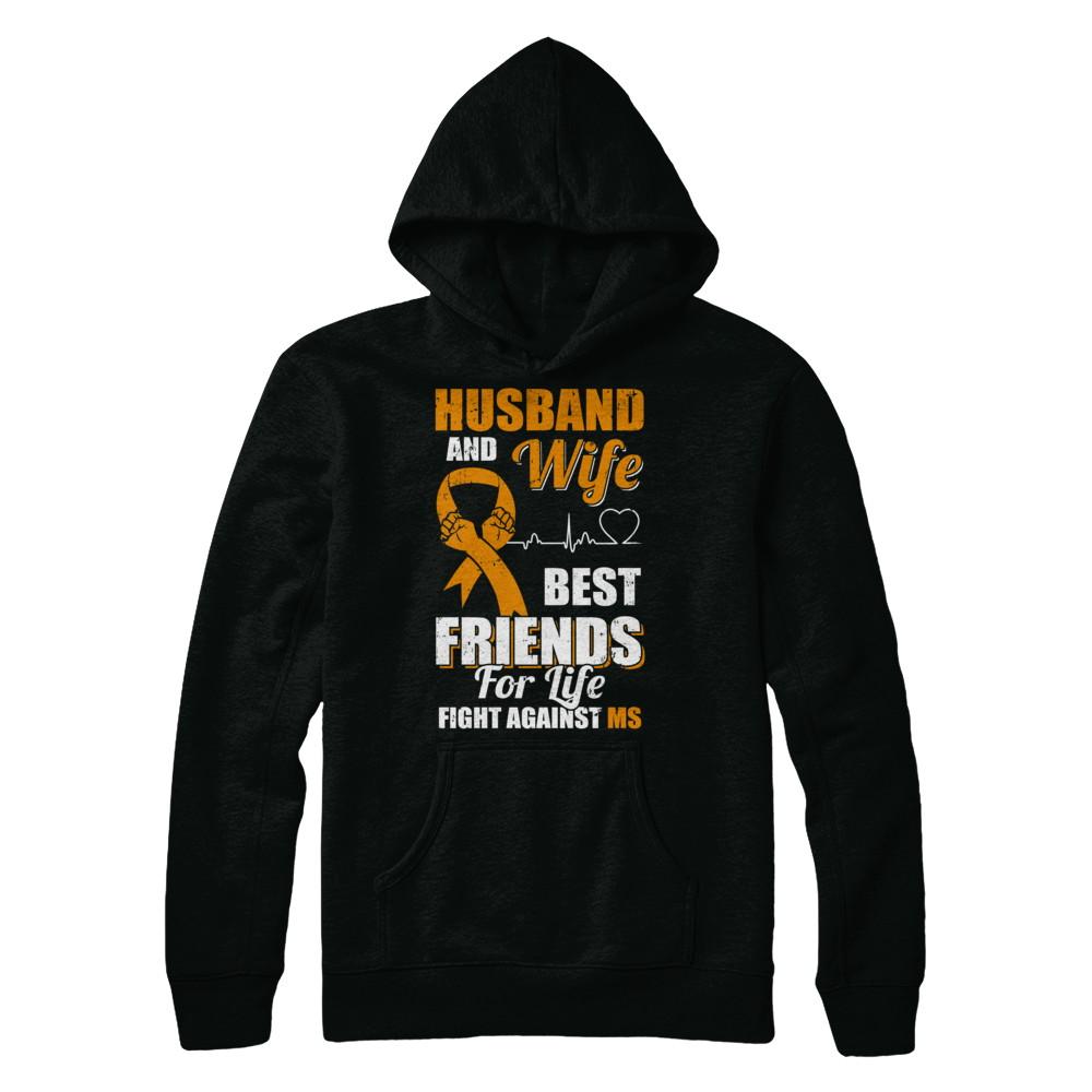 Husband & Wife Best Friends For Life Fight Against Ms-T-Shirt & Hoodie-Pullover Hoodie-Black