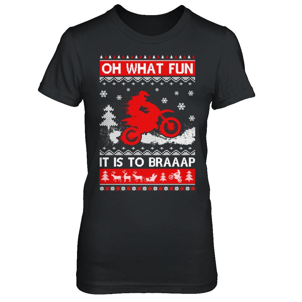 Oh What Fun It Is To Braaap Dirt Bike Ugly Christmas Sweater-T-Shirt & Sweatshirt-Women's T-Shirt-Black
