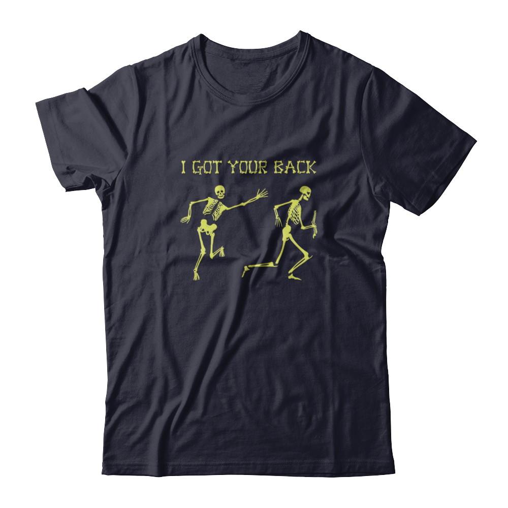 Funny Skeleton Halloween I Got Your Back-T-Shirt & Tank Top-Premium T-Shirt-Midnight Navy