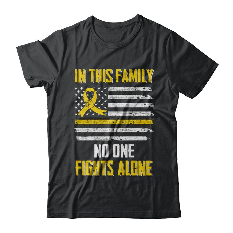 In This Family No One Fights Alone Childhood Cancer-T-Shirt & Hoodie-Classic T-Shirt-Black