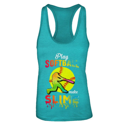 Play Softball Make Slime Watercolor For Girl Women-T-Shirt & Tank Top-Women's Ideal Racerback Tank-Tahiti Blue