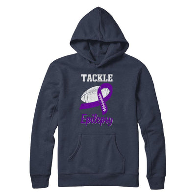 Football Survivor Tackle Purple Epilepsy Awareness-T-Shirt & Hoodie-Pullover Hoodie-Navy