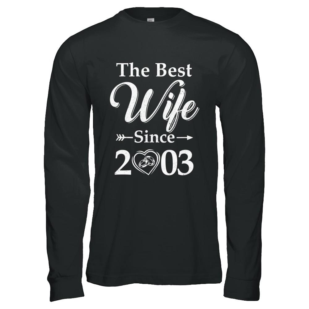 18th Married Together Anniversary Since 2003 Husband Wife-T-Shirt & Hoodie-Long Sleeve T-Shirt-Black