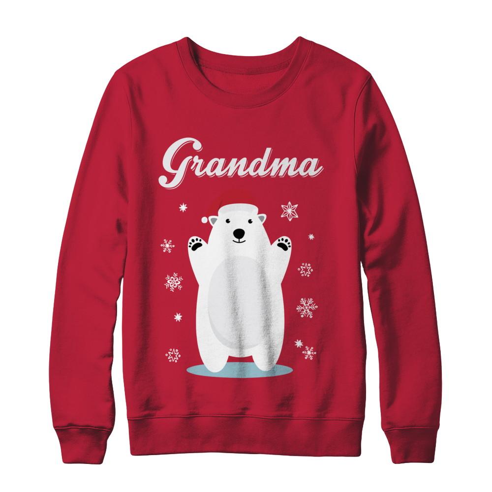 Grandma Bear Christmas Santa Pajamas-T-Shirt & Sweatshirt-Crewneck Sweatshirt-Red