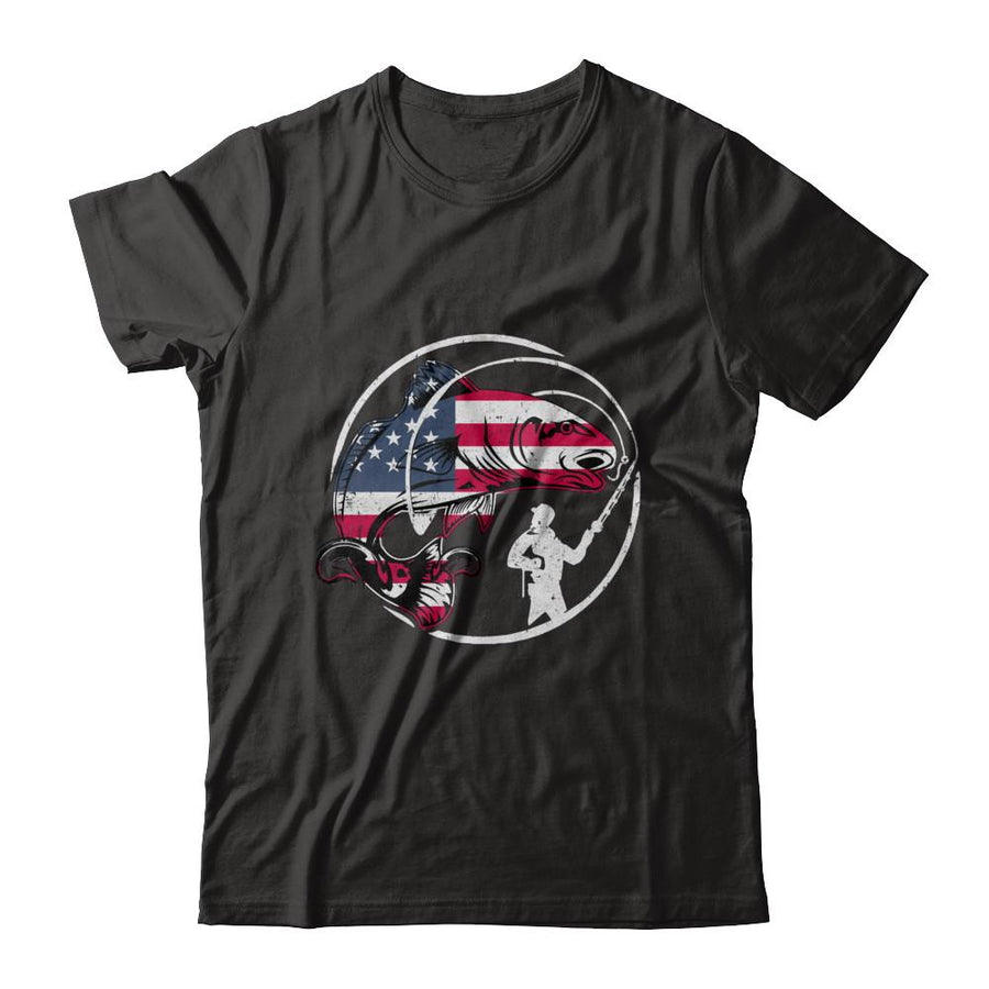 American Flag Fishing Vintage 4Th July Gifts-T-Shirt & Hoodie-Classic T-Shirt-Black