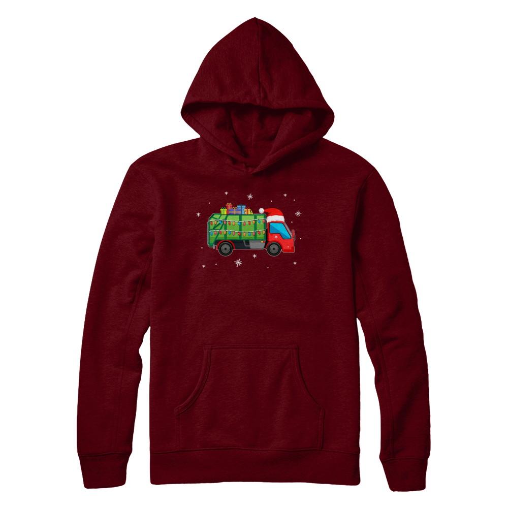 Garbage Truck Santa Hat Christmas Gifts-T-Shirt & Sweatshirt-Pullover Hoodie-Maroon