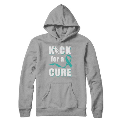 Kick For A Cure Soccer Teal Ovarian Cancer Awareness-T-Shirt & Hoodie-Pullover Hoodie-Light Steel