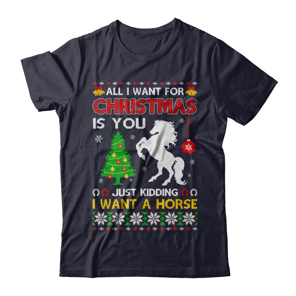 All I Want For Christmas Is You I Want A Horse Sweater-T-Shirt & Sweatshirt-Premium T-Shirt-Midnight Navy