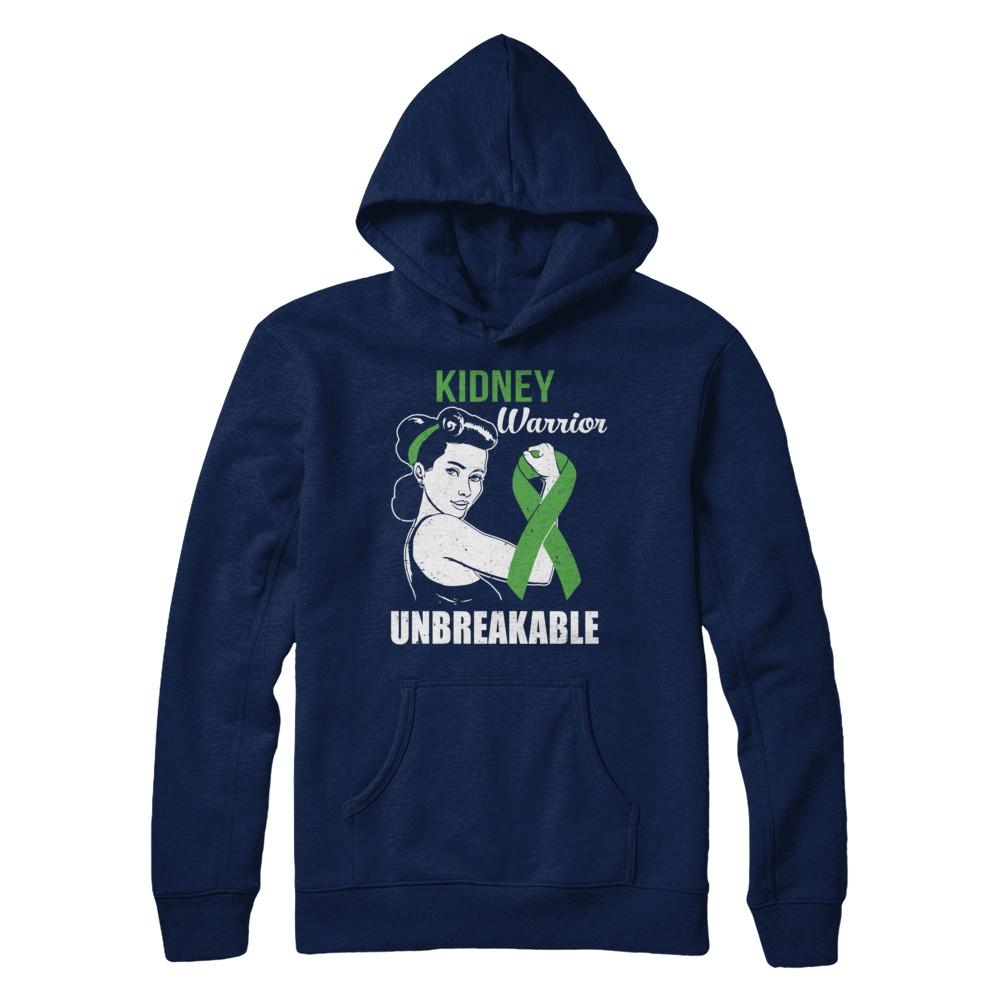Kidney Disease Warrior Unbreakable Kidney Disease Awareness-T-Shirt & Hoodie-Pullover Hoodie-Navy