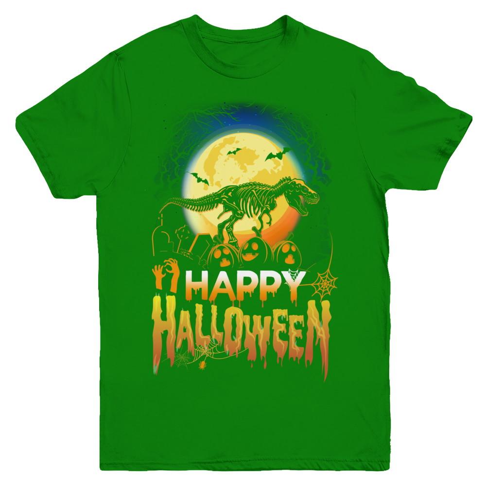 Saurus T Rex Dinosaur Halloween Youth-Youth Shirt-Youth T-Shirt-Irish Green