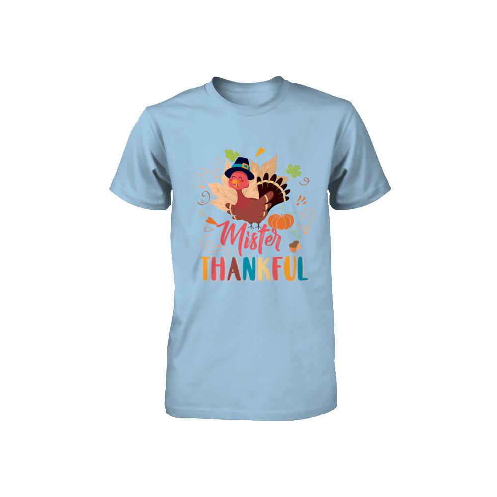 Cute Mister Thankful Turkey Thanksgiving Youth-Youth Shirt-Toddler T-Shirt-Light Blue