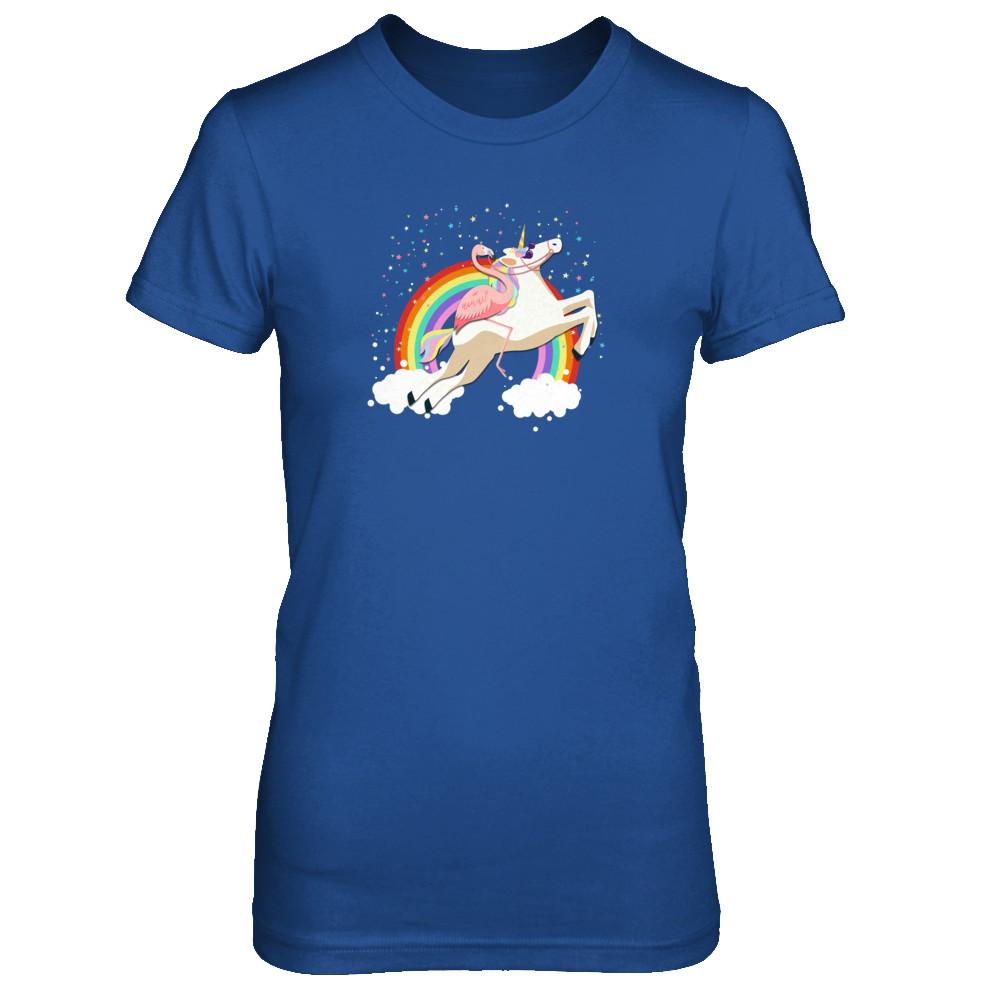Flamingo Pink Bird Riding Unicorn-T-Shirt & Tank Top-Women's T-Shirt-Royal