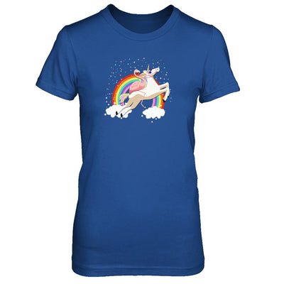 Flamingo Pink Bird Riding Unicorn-T-Shirt & Tank Top-Women's T-Shirt-Royal