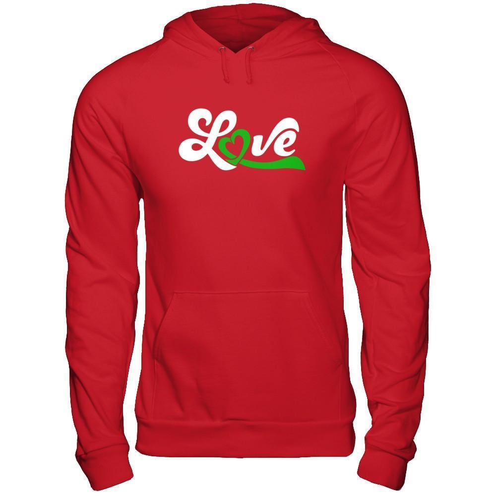 Love Green Awareness Ribbon-T-Shirt & Hoodie-Pullover Hoodie-Red