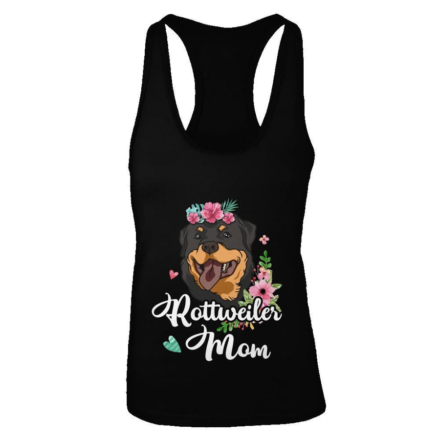 Rottweiler Mom Funny Dog Mom Gift Idea-T-Shirt & Tank Top-Women's Ideal Racerback Tank-Black