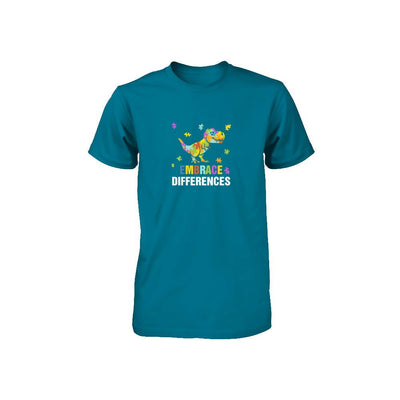 Autism Awareness Puzzle Piece Dinosaur Embrace Differences Youth-Youth Shirt-