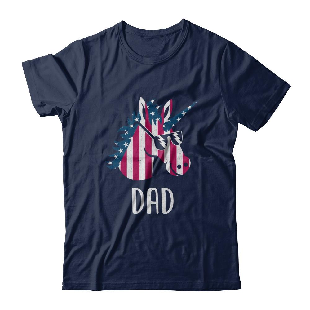 Patriotic Dad Daddy Unicorn Americorn 4Th Of July-T-Shirt & Hoodie-Classic T-Shirt-Navy
