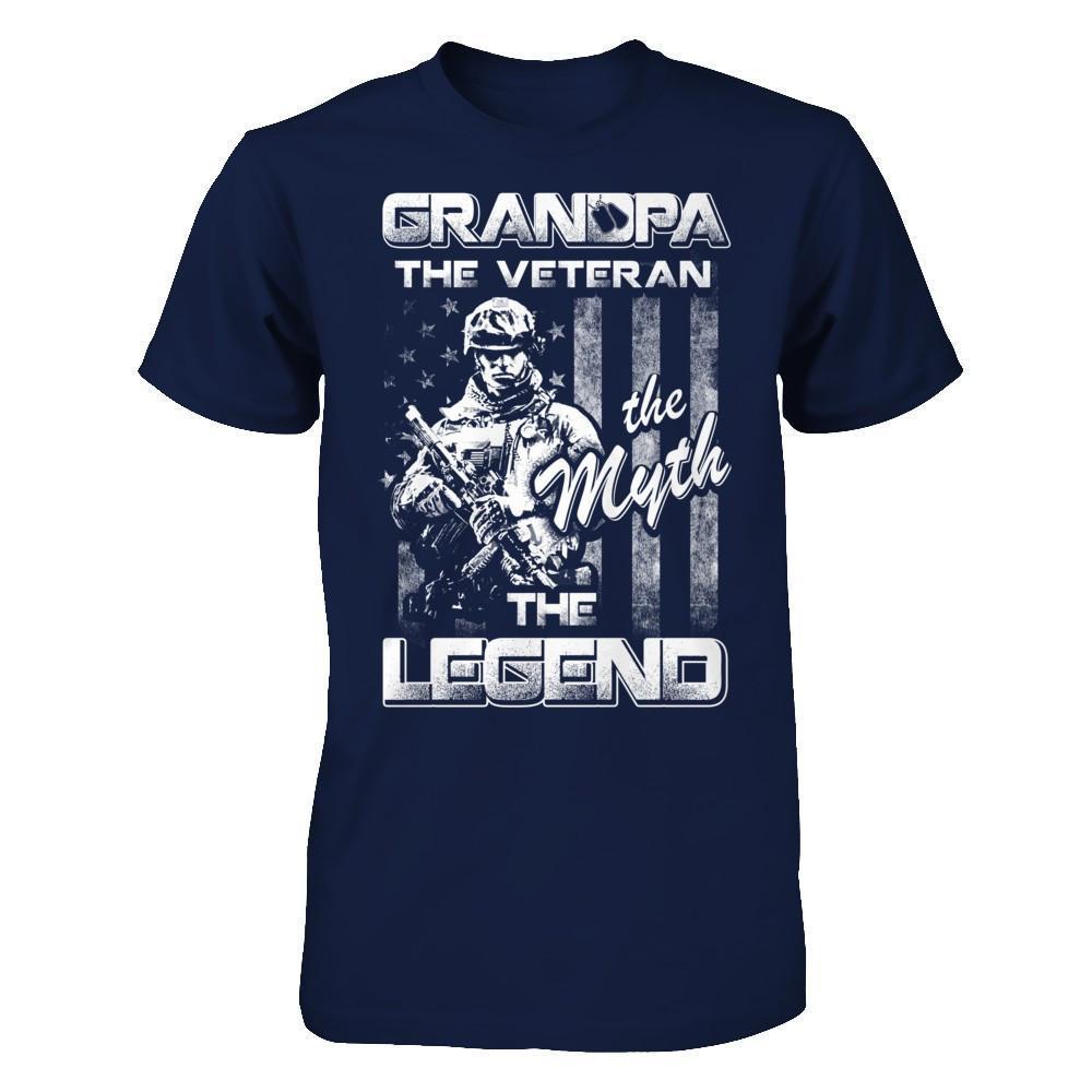 Grandpa The Veteran The Myth The Legend-T-Shirt & Hoodie-Classic T-Shirt-Navy