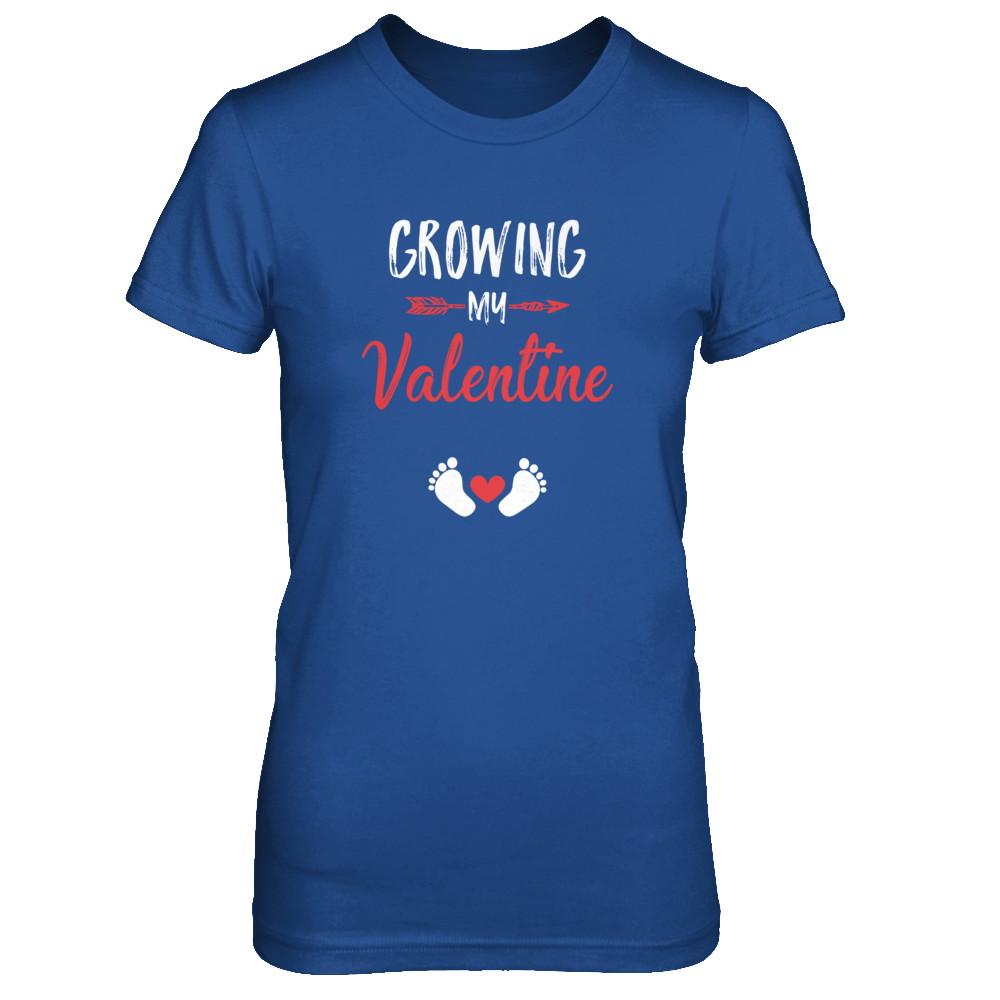 Growing My Valentine Mom Pregnancy Gifts-T-Shirt & Tank Top-Women's T-Shirt-Royal