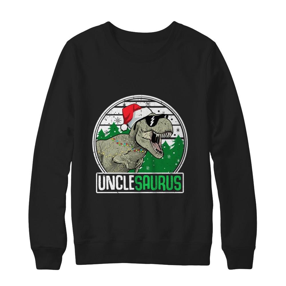 Unclesaurus Uncle Dinosaur T-Rex Family Christmas-T-Shirt & Sweatshirt-Crewneck Sweatshirt-Black